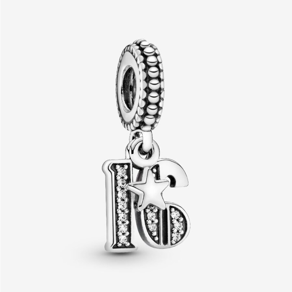 16th Celebration Charm Sterling Silver